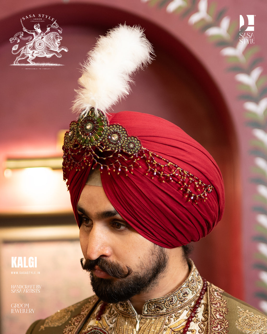 Majestic Mehndi Green and Maroon Sherwani for Sikh Wedding