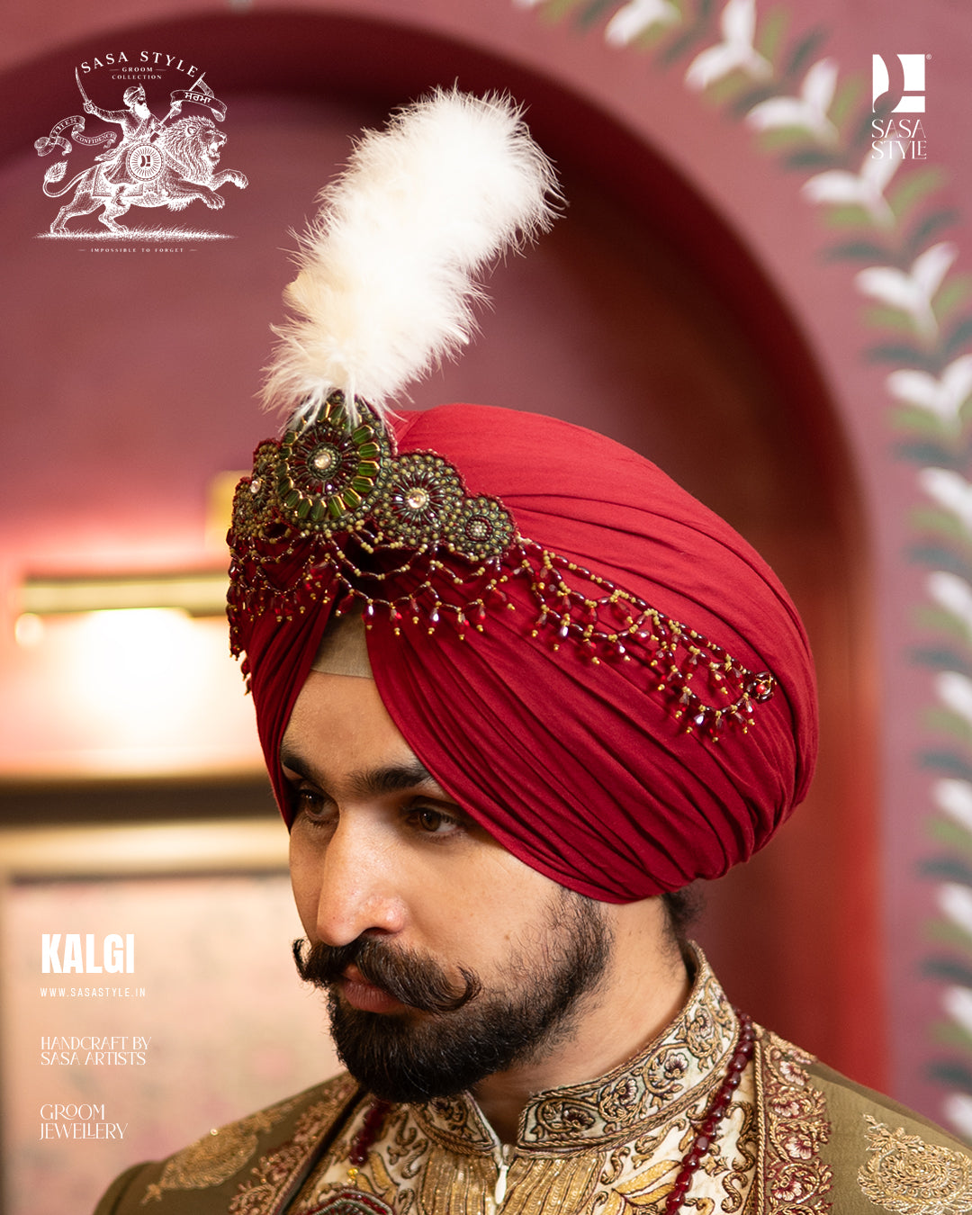 Majestic Mehndi Green and Maroon Sherwani for Sikh Wedding