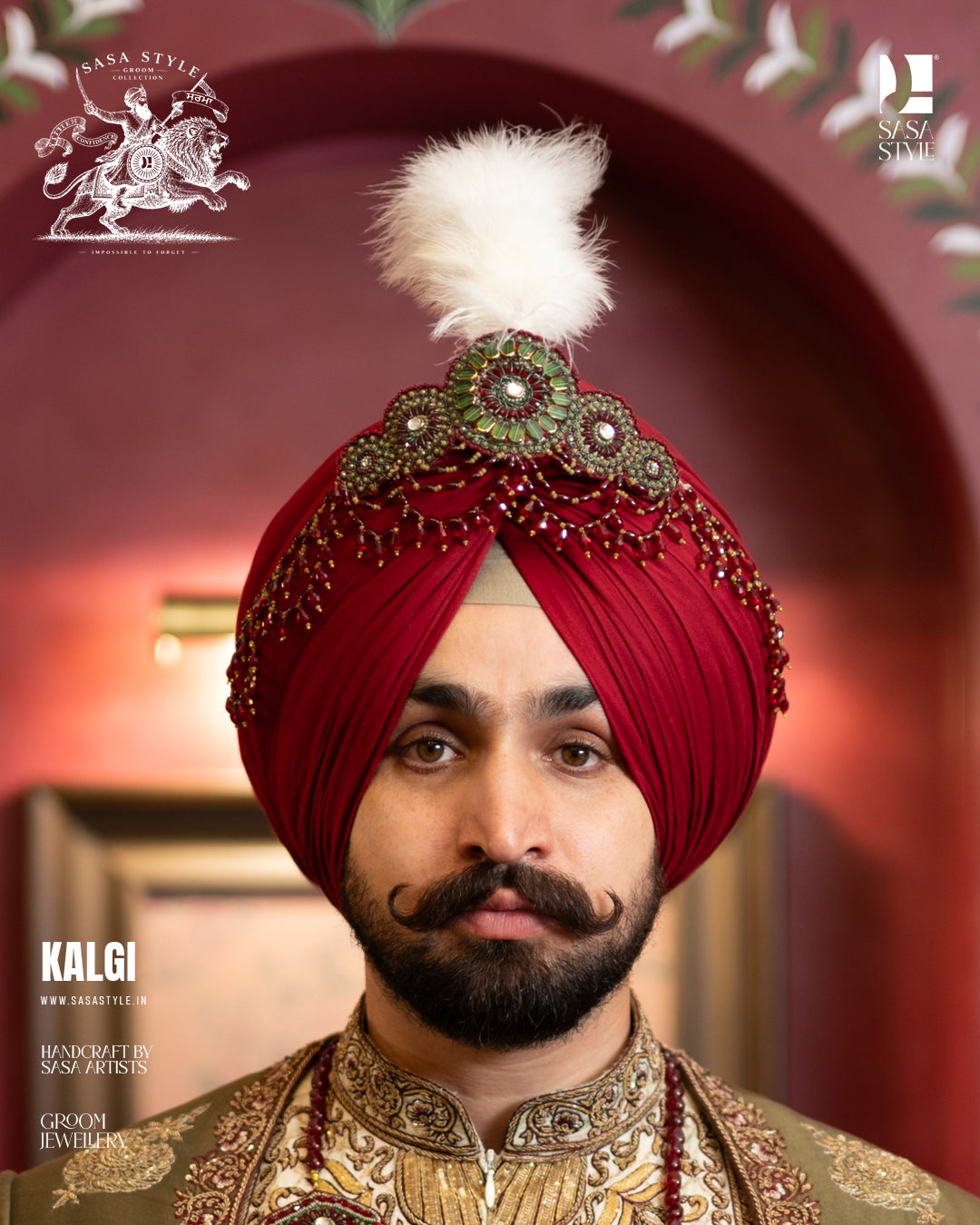 Majestic Mehndi Green and Maroon Sherwani for Sikh Wedding