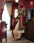 Majestic Mehndi Green and Maroon Sherwani for Sikh Wedding