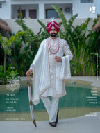 Pearl White Tonal Embroidered Sherwani