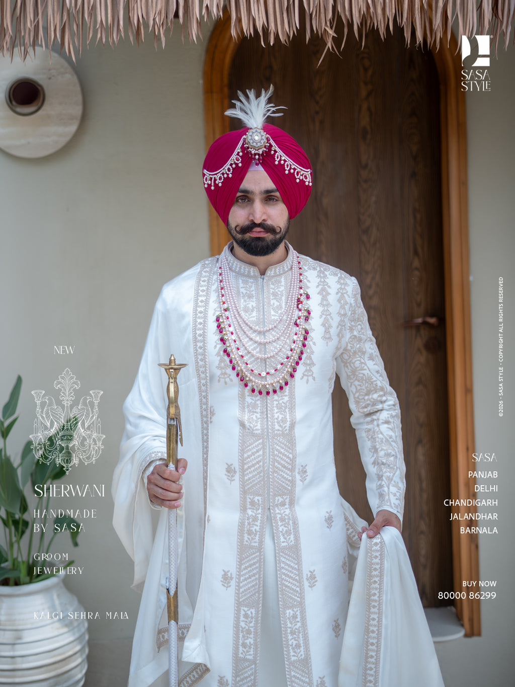 Pearl White Tonal Embroidered Sherwani