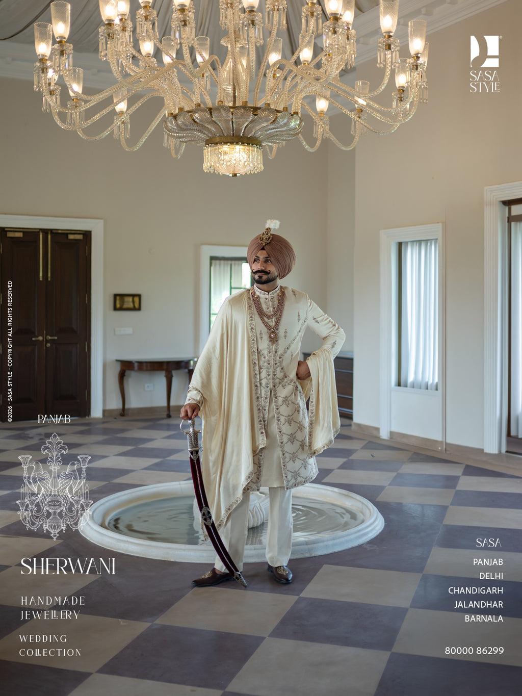 Ivory Handcrafted Sherwani with Regal Embroidery for the Modern Groom