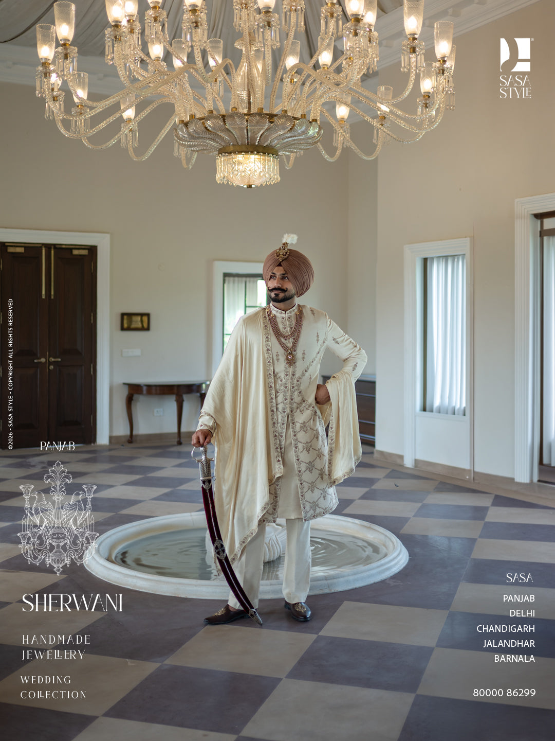Ivory Handcrafted Sherwani with Regal Embroidery for the Modern Groom
