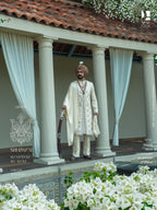 Ivory Handcrafted Sherwani with Regal Embroidery for the Modern Groom