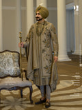 Olive Gold Embroidered Sherwani