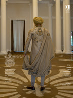 Olive Gold Embroidered Sherwani