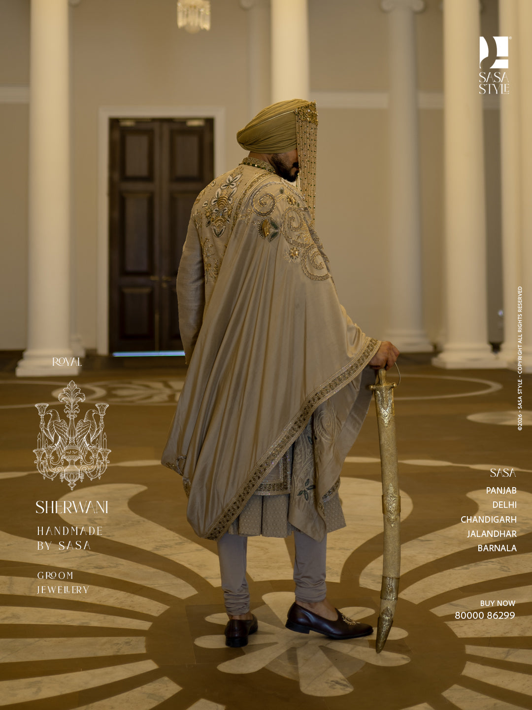 Olive Gold Embroidered Sherwani