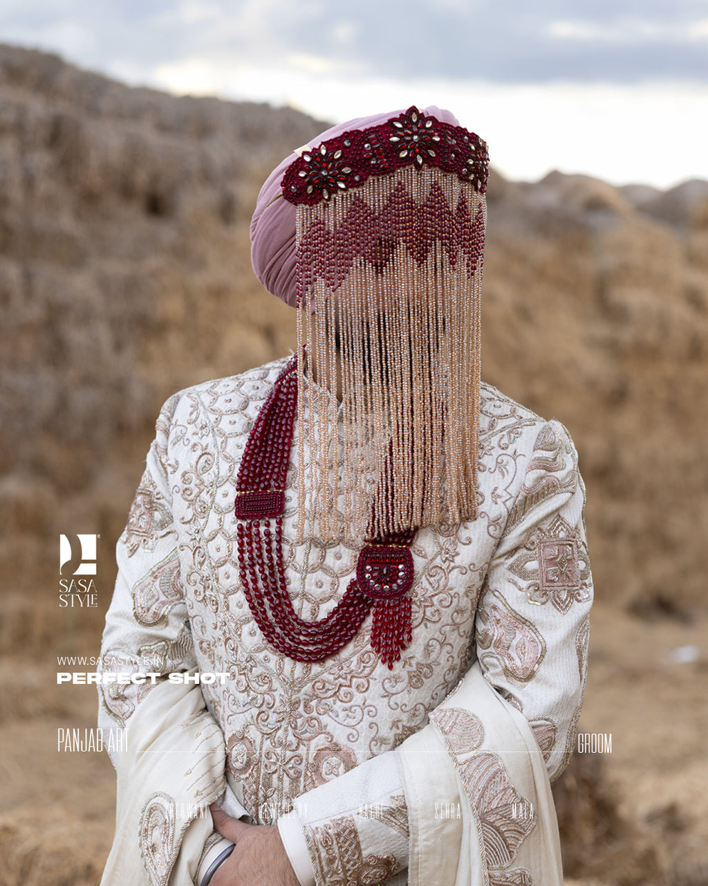 Maharaja Maroon Pearl Sehra