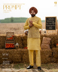 Festive Yellow Embroidered Jacket with Yellow Kurta Pajama