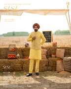 Festive Yellow Embroidered Jacket with Yellow Kurta Pajama