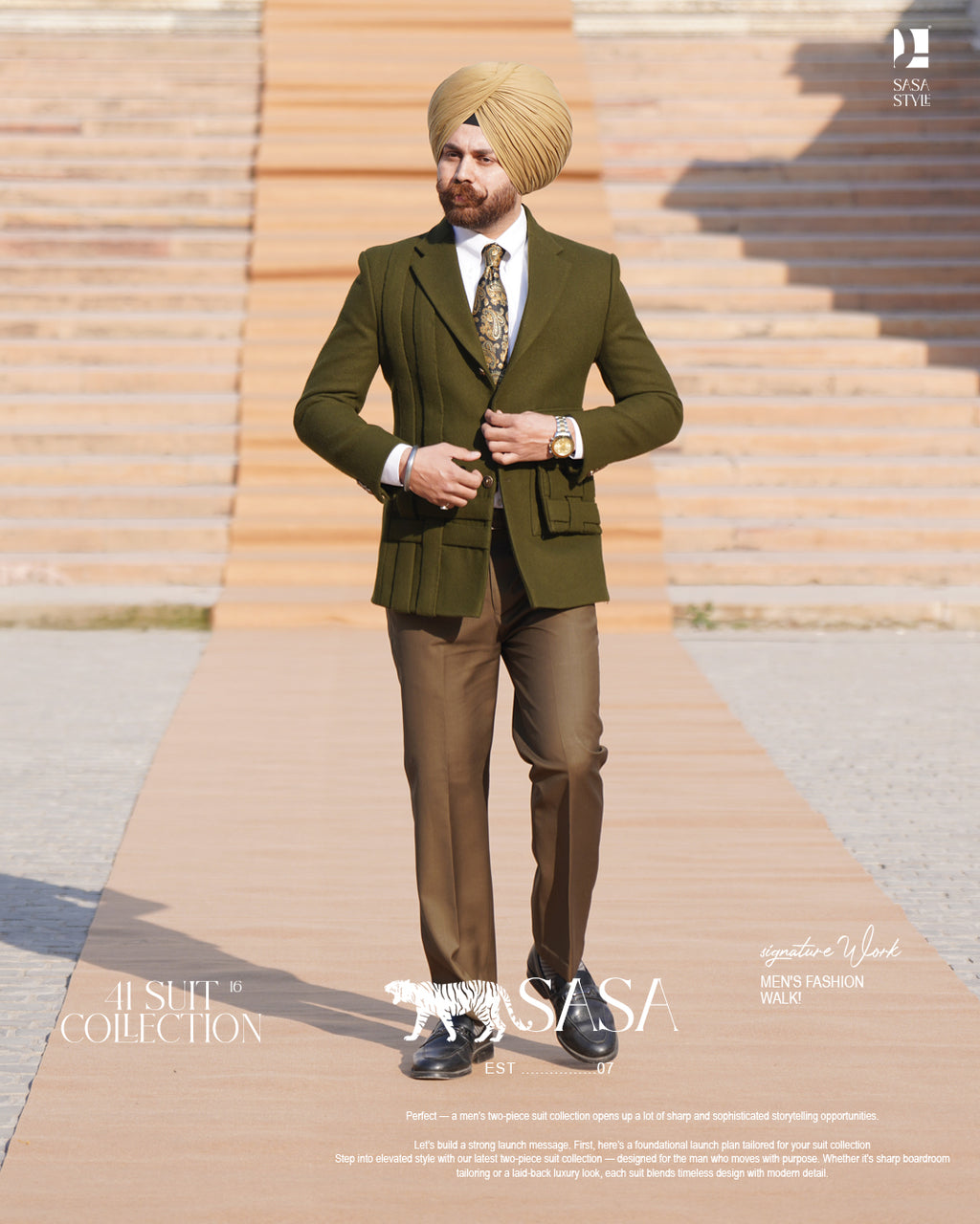 Forest Green Blazer Paired with Stylish Army Green Tailored Pants
