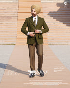 Forest Green Blazer Paired with Stylish Army Green Tailored Pants