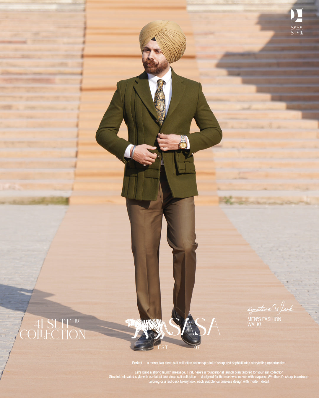 Forest Green Blazer Paired with Stylish Army Green Tailored Pants