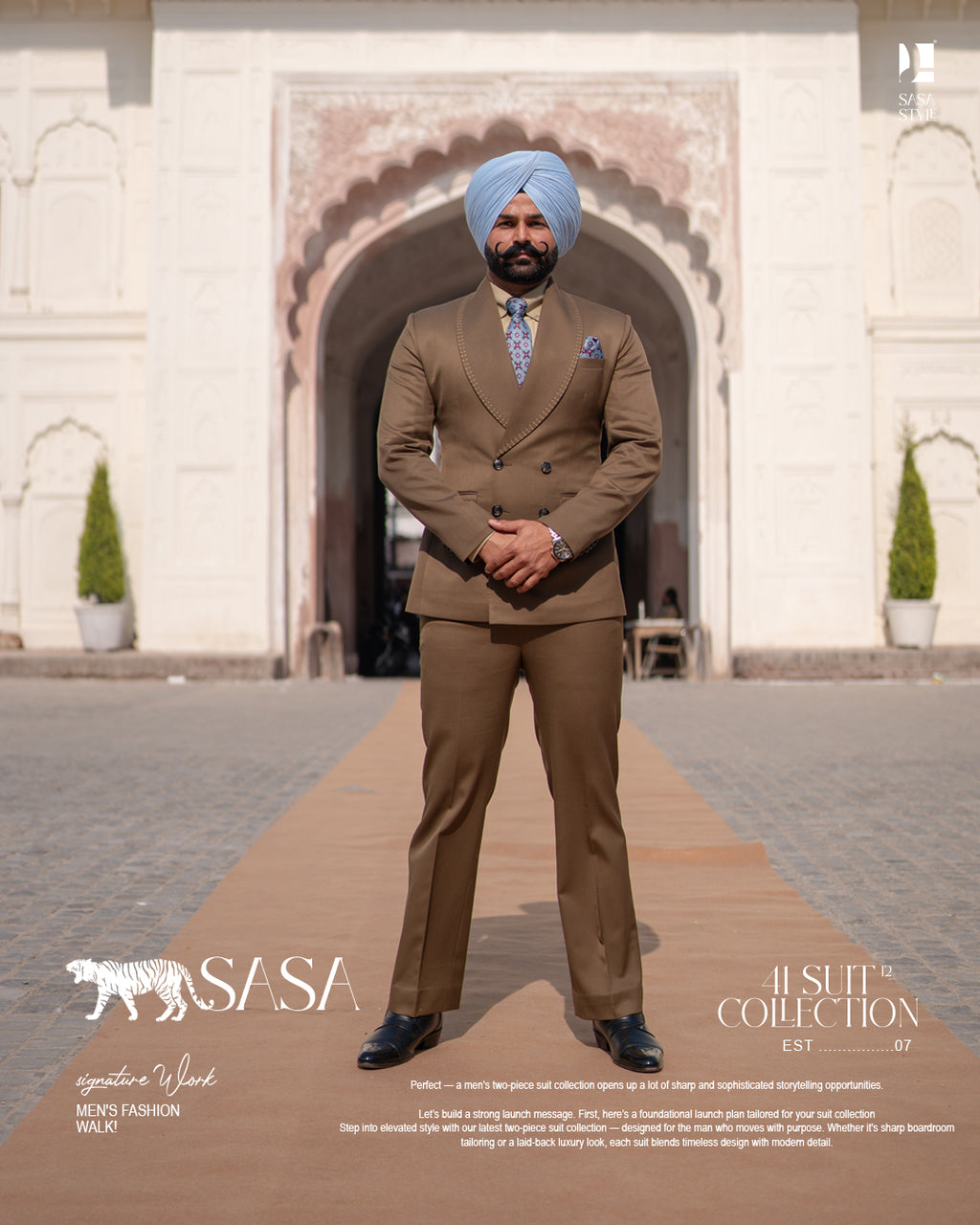 Golden Tan Two-Piece Suit for Modern Elegant Formal Style