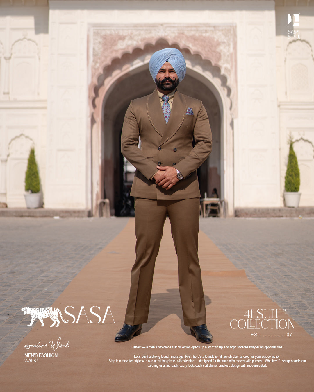 Golden Tan Two-Piece Suit for Modern Elegant Formal Style
