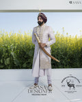 Graceful Light Lavender Sherwani Angrakha with Pajami & Palla