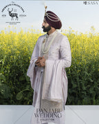 Graceful Light Lavender Sherwani Angrakha with Pajami & Palla