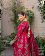 Graceful Rani Pink Embroidered Anarkali Set with Elegant Dupatta