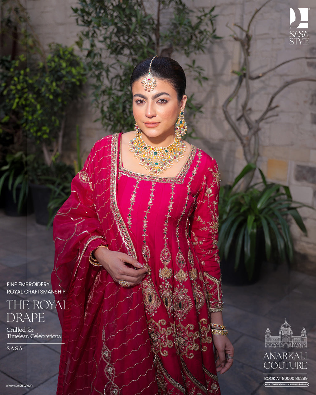 Graceful Rani Pink Embroidered Anarkali Set with Elegant Dupatta
