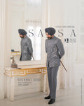 Gray 2 Piece Band Gala Coat Pant