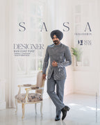 Gray 2 Piece Band Gala Coat Pant