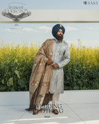 Grey Achkan with Kurta Pajama