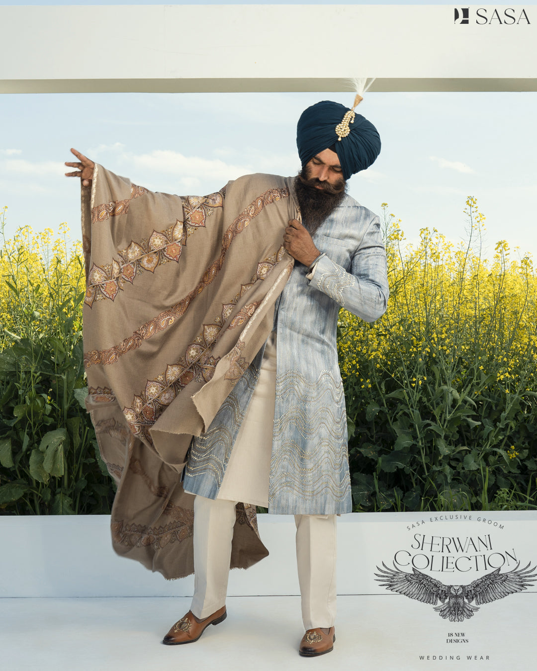 Grey Achkan with Kurta Pajama