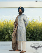 Grey Achkan with Kurta Pajama