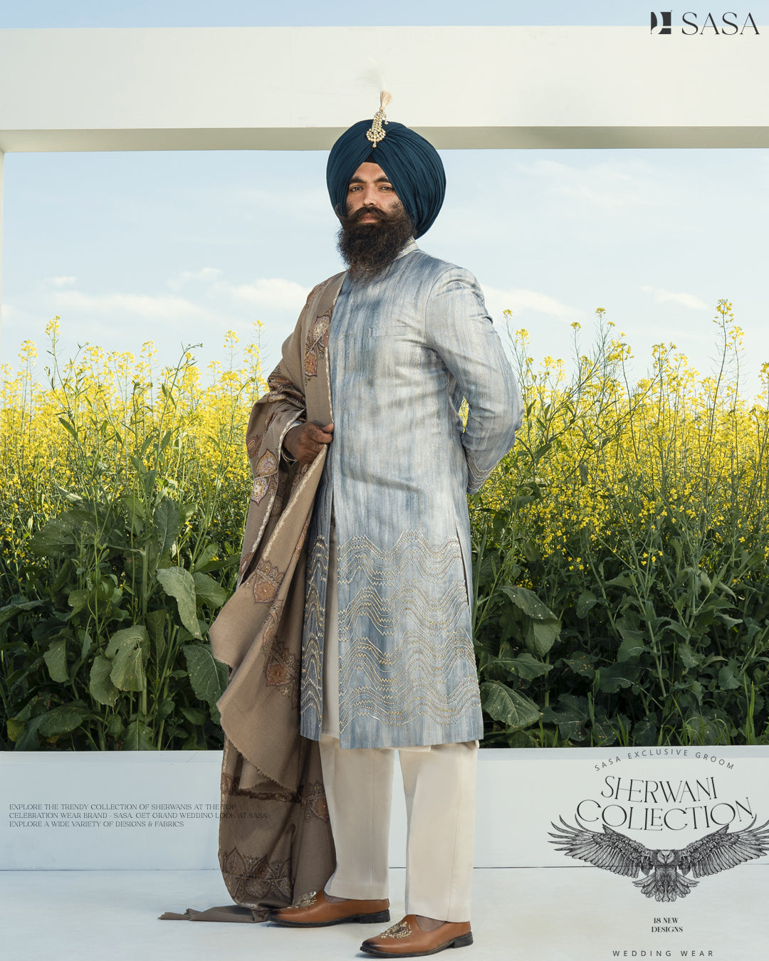 Grey Achkan with Kurta Pajama