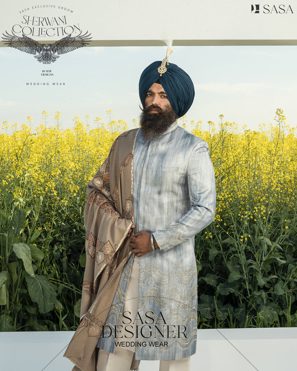 Grey Achkan with Kurta Pajama