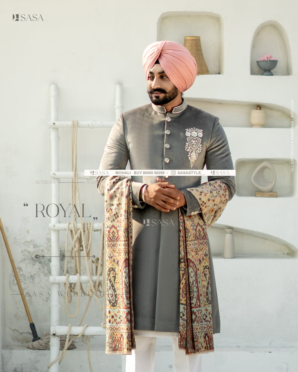 Grey Velvet Achkan with Kurta Pajama – A Modern Take on Tradition