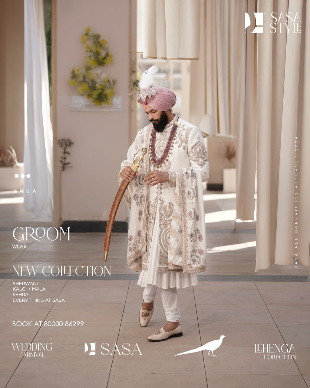 Ivory Brocade Angrakha Sherwani with Antique Gold Hand Embroidery