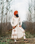 Ivory Sherwani Angrakha Set with Handcrafted Detailing and Palla