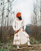 Ivory Sherwani Angrakha Set with Handcrafted Detailing and Palla