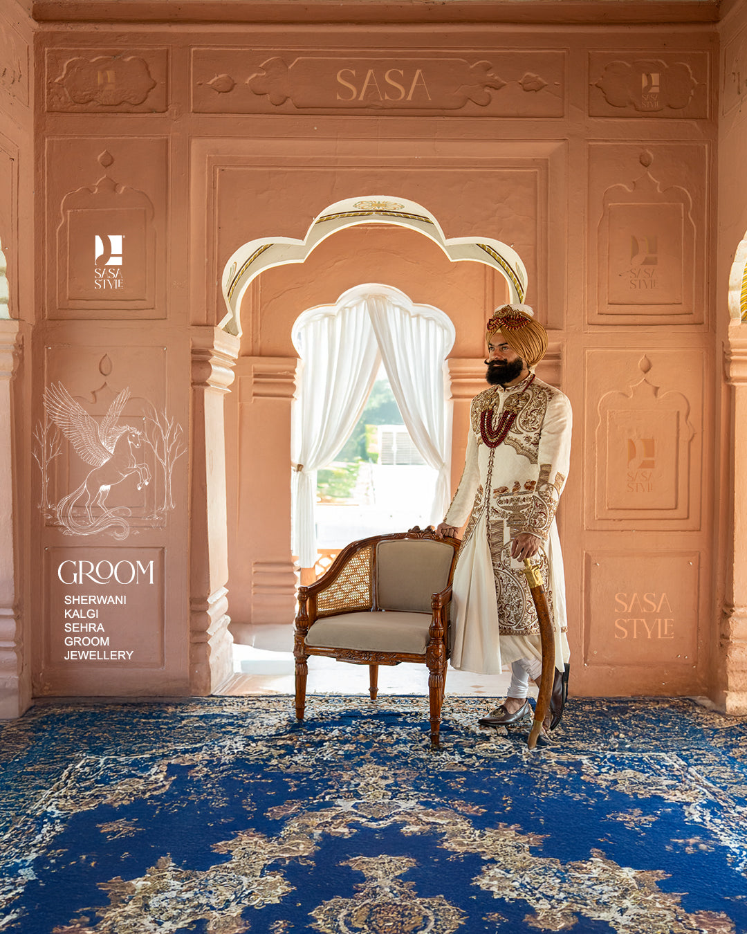 Ivory Sherwani for Grooms Featuring Antique Gold Resham and Zari Hand Embroidery