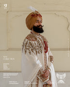 Ivory Sherwani for Grooms Featuring Antique Gold Resham and Zari Hand Embroidery