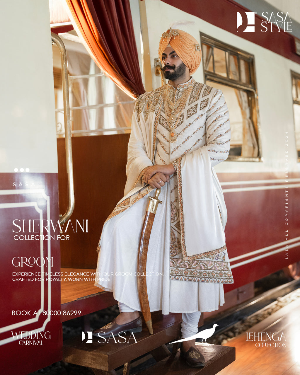 Ivory Sherwani Set with Hand Embroidery for a Majestic Look