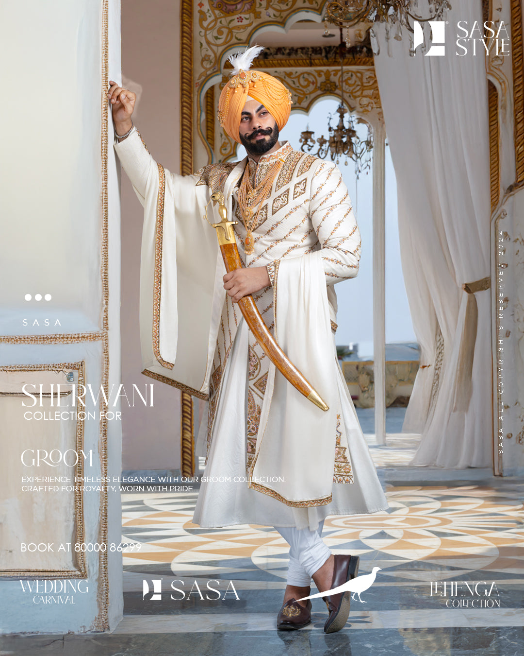 Ivory Sherwani Set with Hand Embroidery for a Majestic Look