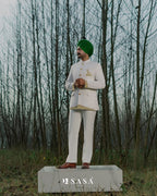 Ivory White Embroidered Band Gala