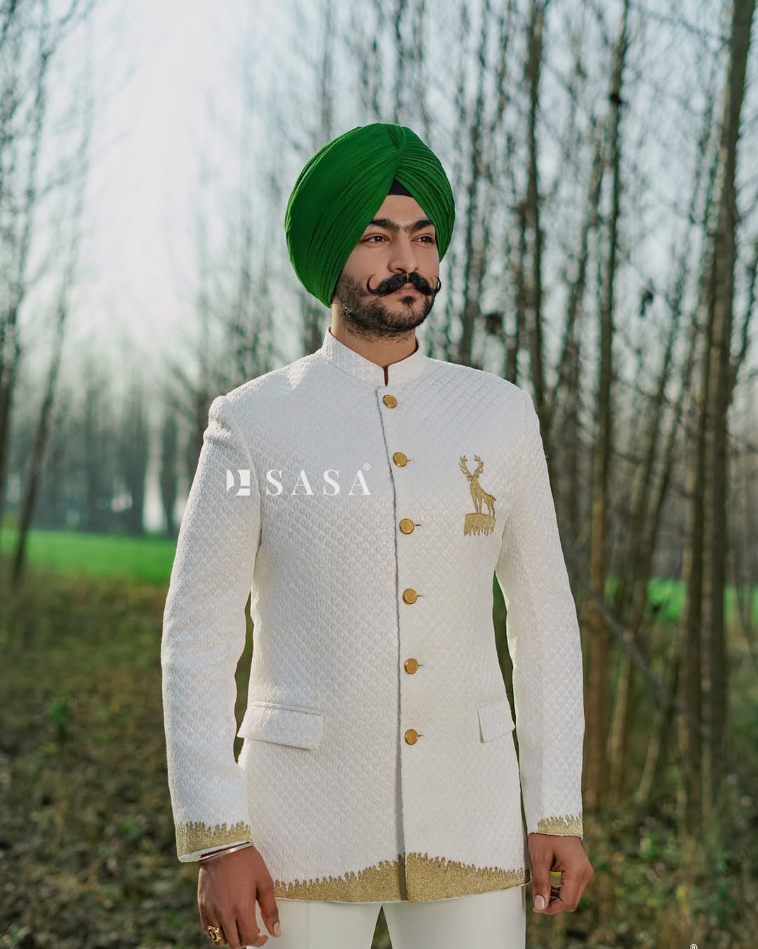 Ivory White Embroidered Band Gala