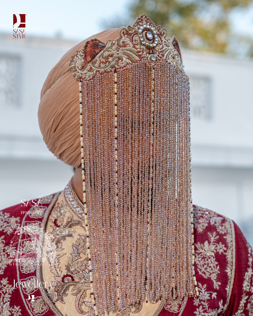 Antique Rose Beaded Sehra