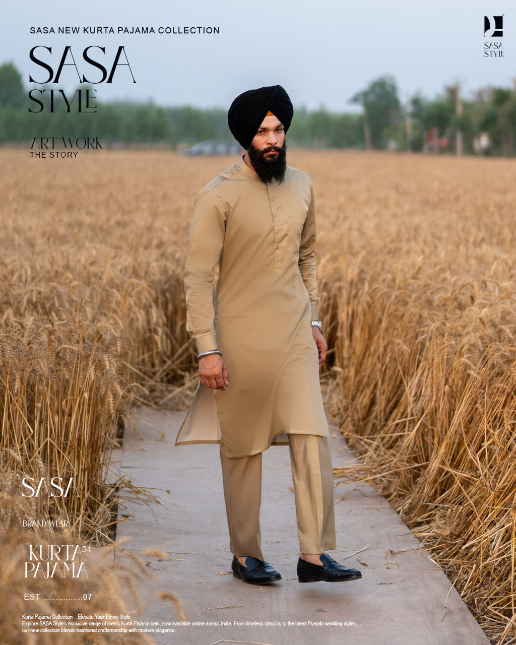 Khaki Horse Embroidered Jacket with Khaki Kurta Pajama