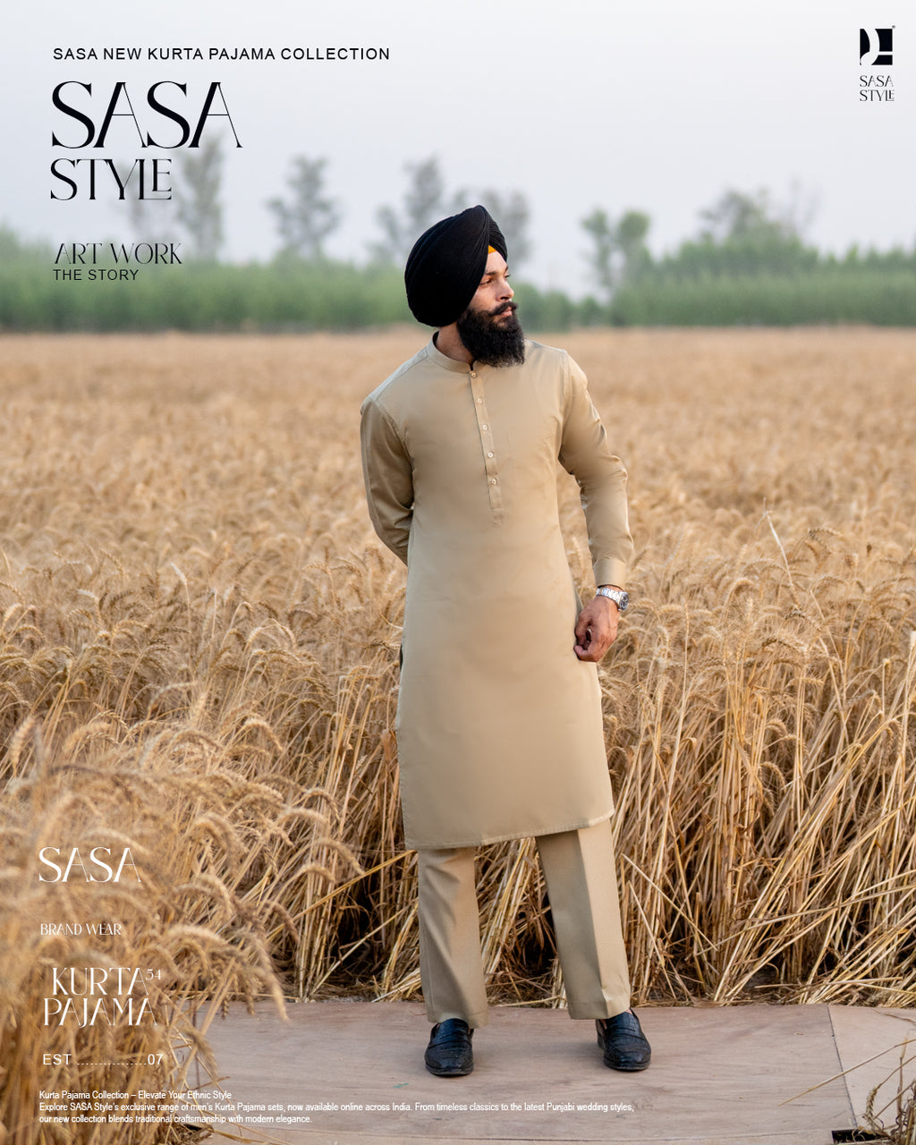 Khaki Horse Embroidered Jacket with Khaki Kurta Pajama