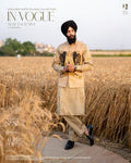 Khaki Horse Embroidered Jacket with Khaki Kurta Pajama