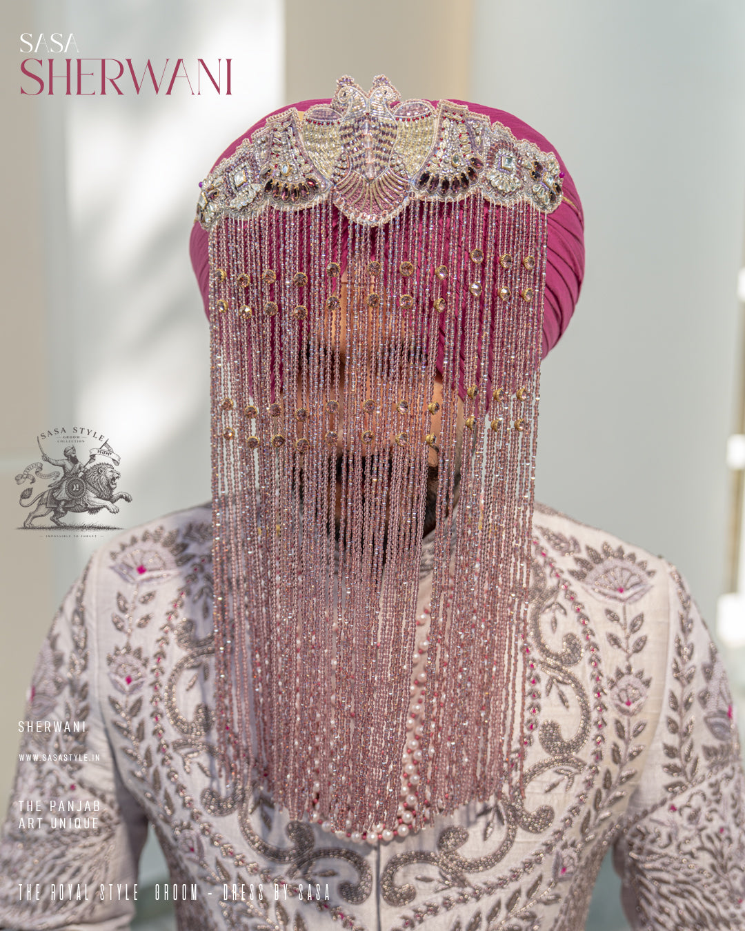 Lavender Sehra Sherwani Embodying Regal Elegance