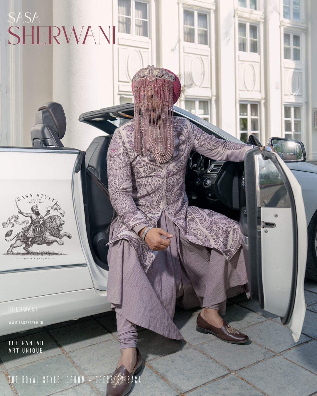 Lavender Sehra Sherwani Embodying Regal Elegance