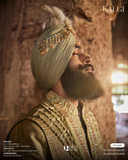 Lemon Green & Pink Kalgi – Regal Elegance Redefined