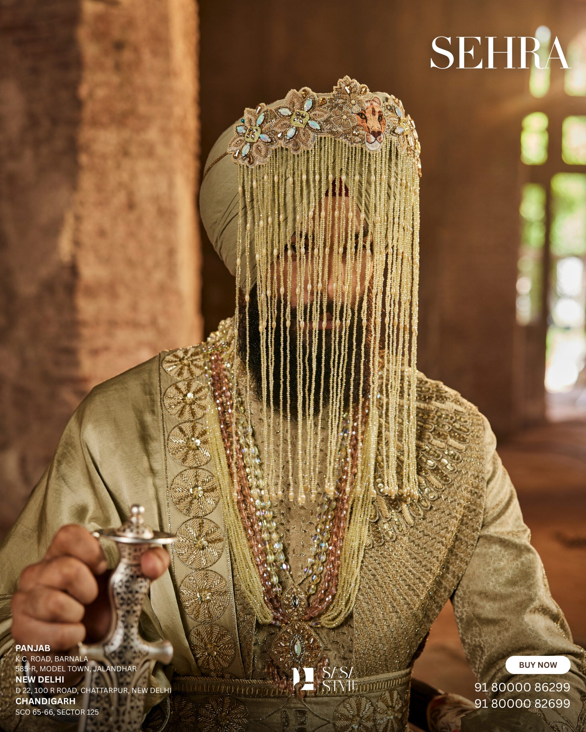 Lemon Green & Pink Sehra – Vibrant Tradition for the Modern Groom