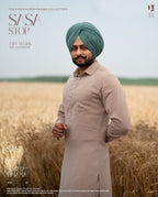 Pale Ivory Embroidered Jacket with Light Beige Kurta Pajama